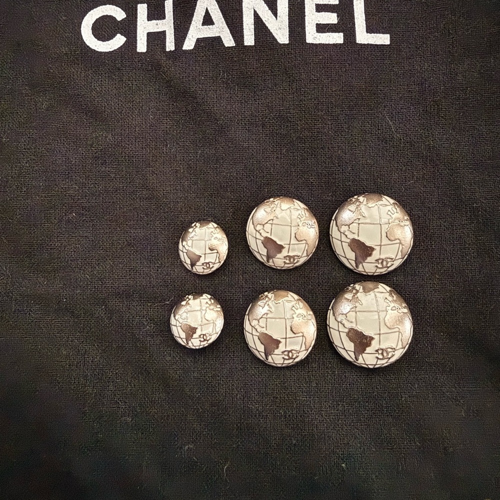 Authentic Chanel Globe World Map Buttons